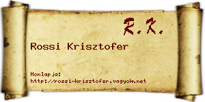 Rossi Krisztofer névjegykártya